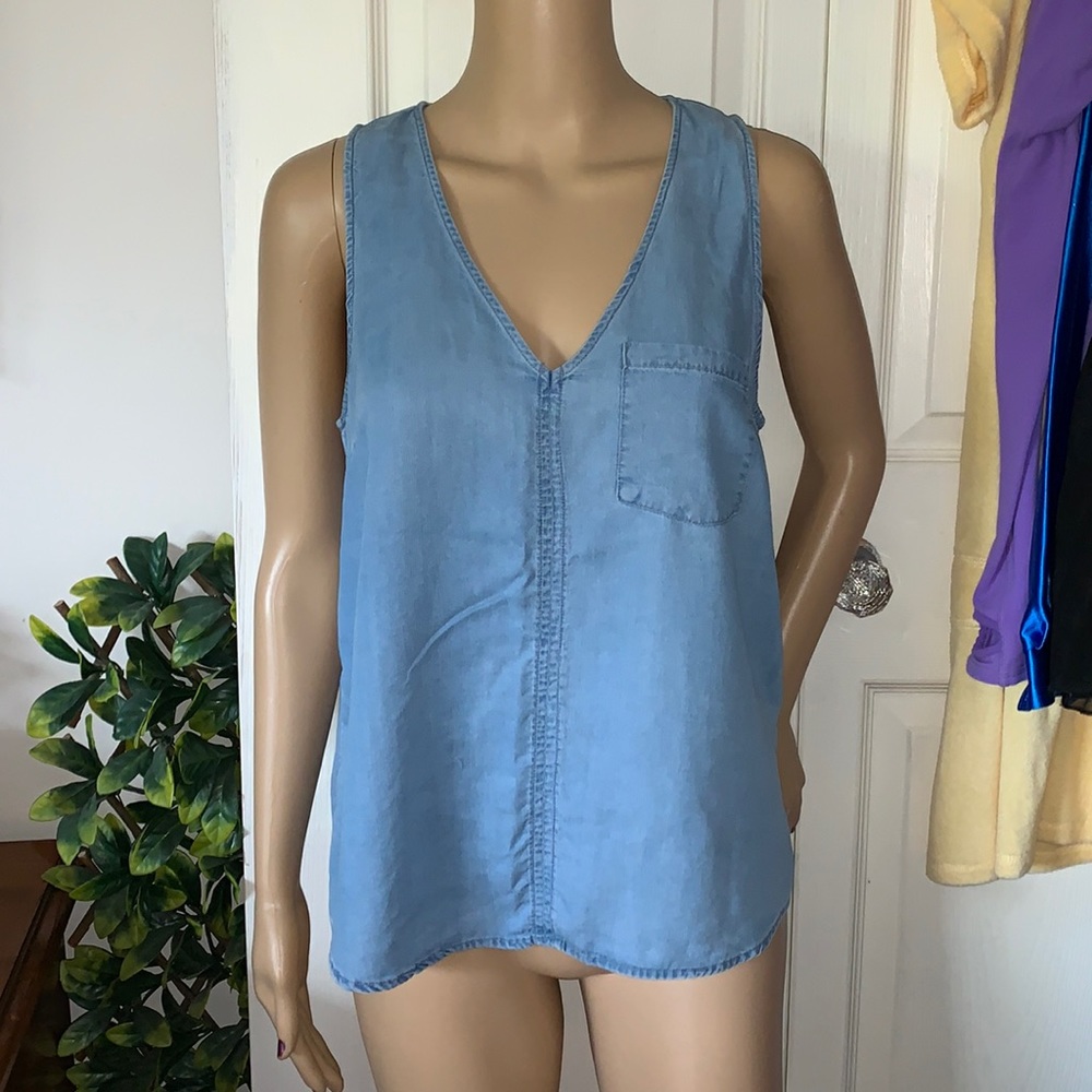 Blue Denim tank top with pocket size medium